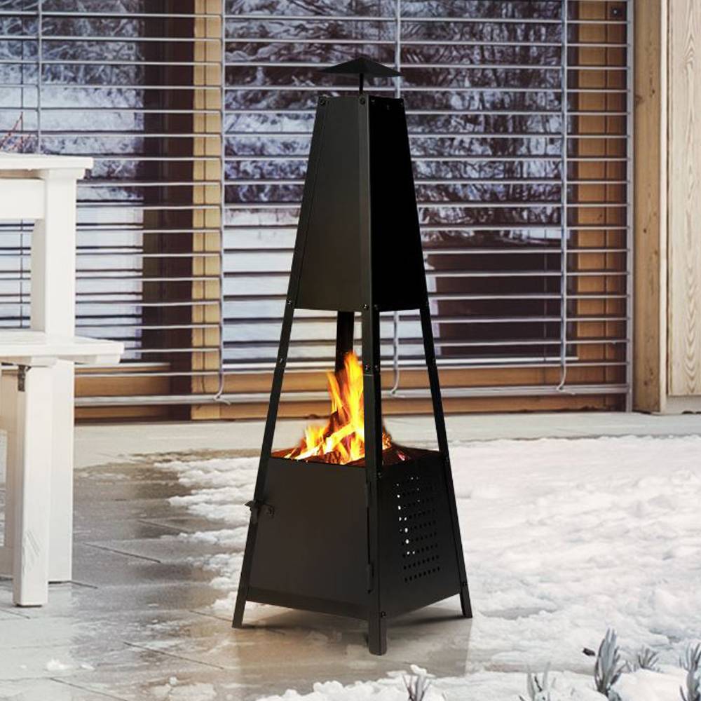 Terre Jardin - Brasero de jardin  100 x 30 x 30 cm - Cheminée Pyramide - Acier - Noir - TERRE JARDIN - Imagen 8