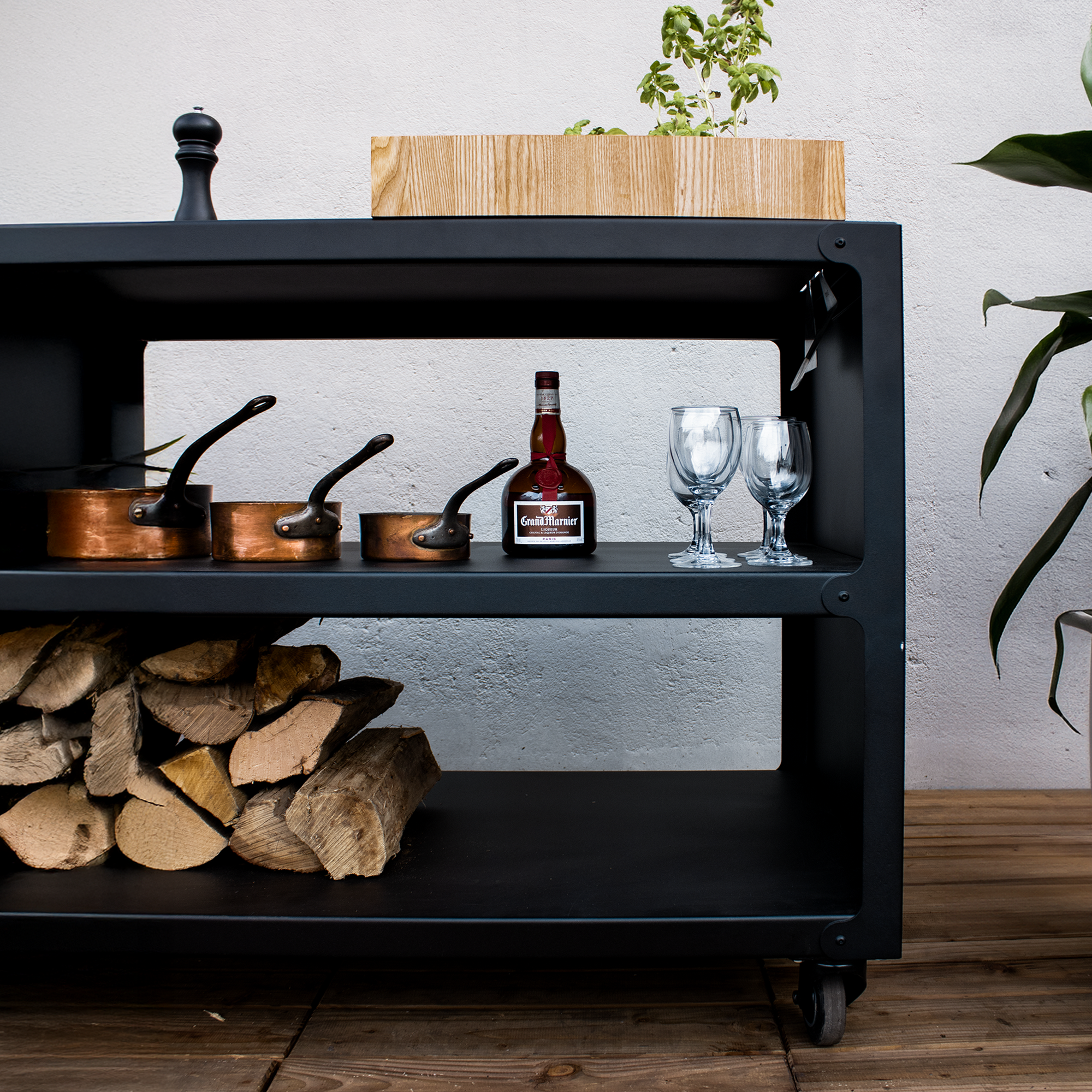 OYAT - Desserte Pontaillac  120 Noir - Mobilier de cuisine extérieure  en acier thermolaqué - OYAT - Image 2
