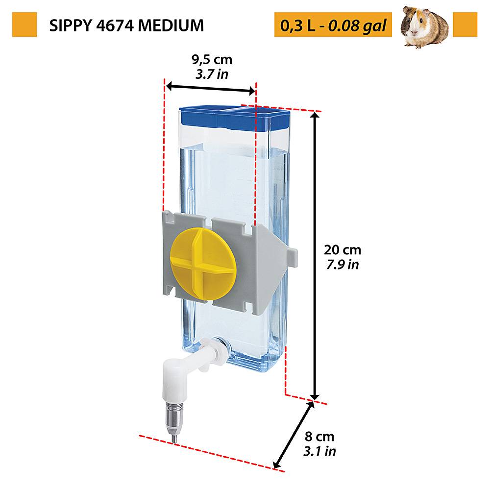 Ferplast - Ferplast Abreuvoir pour cochons d'inde et rats SIPPY 4674 MEDIUM, Bouteille d'eau distributeur pour rongeurs Capacité 300 cc, Système de fixation sur - Image 2