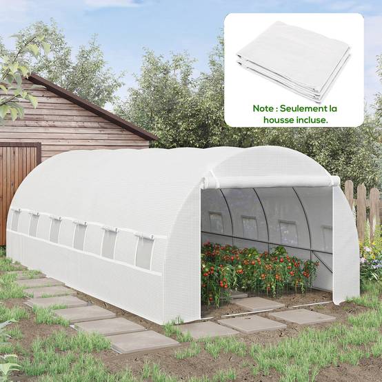 Bâche de Rechange Serre Tunnel 18 m², bâche 6L x 3l x 2H m PE Anti-UV imperméable 12 fenêtres + Porte Enroulable zippée - Image 3