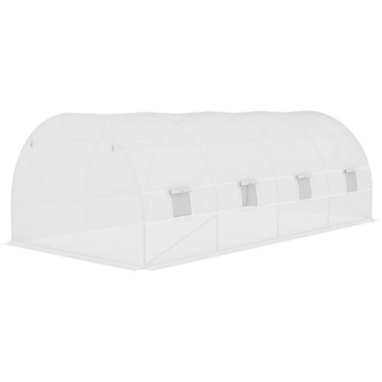 Bâche de Rechange Serre Tunnel 18 m², bâche 6L x 3l x 2H m PE Anti-UV imperméable 12 fenêtres + Porte Enroulable zippée - Image 9
