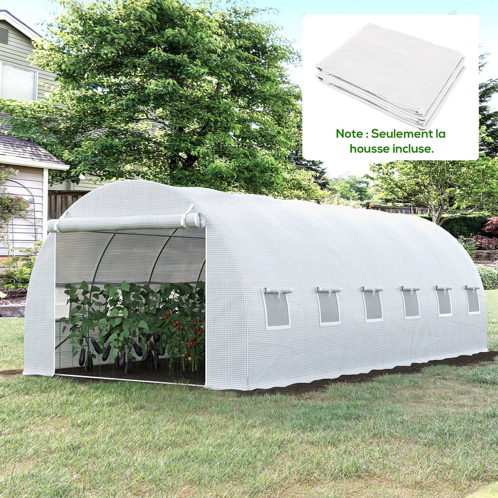 Bâche de Rechange Serre Tunnel 18 m², bâche 6L x 3l x 2H m PE Anti-UV imperméable 12 fenêtres + Porte Enroulable zippée - Image 4