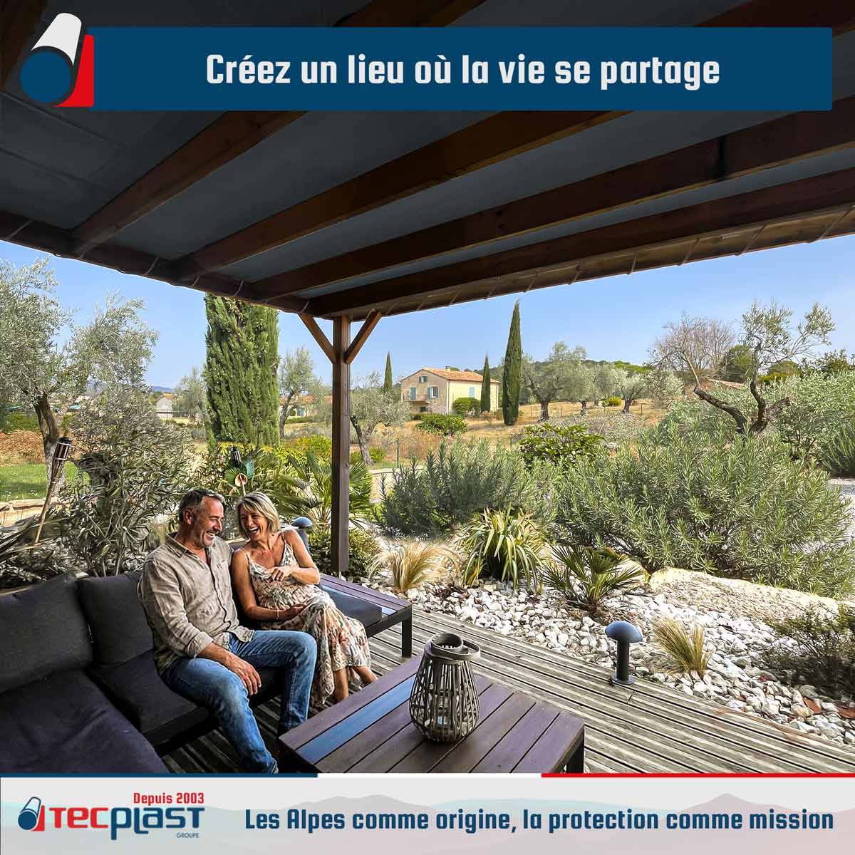 Toile Pergola Gris anthracite 8x9 m LP506PR - Garantie 5 ans - Bâche Pergola ou Tonnelle étanche en PVC pour terrasse TECPLAST - Imagen 3