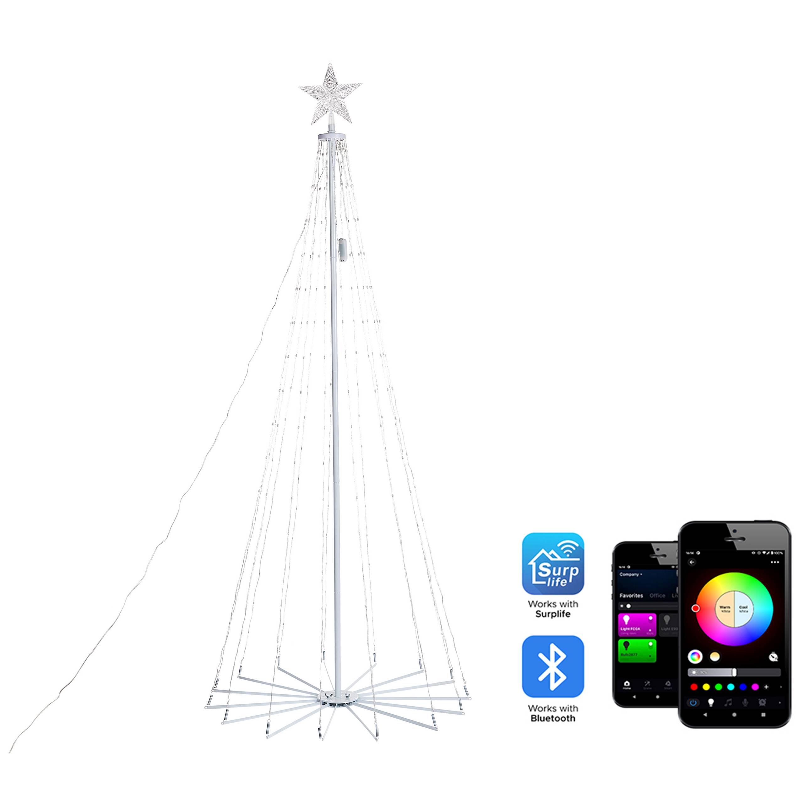 Beliani - Sapin de Noël avec Lumières LED Multicolores Contrôlable et Personnalisable par Application avec Interrupteur Décoration - Imagen 1
