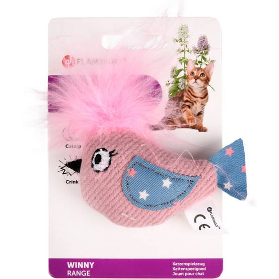 Oiseau rose WINNY taille 9 x 10 x 3 cm Jouet pour chat - Image 3