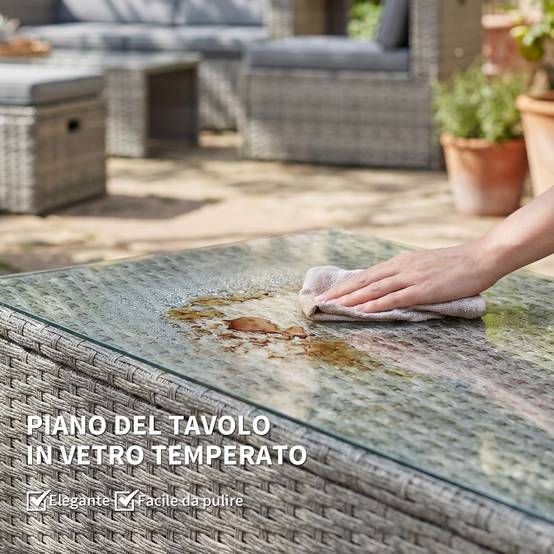 ComfortXL - Salon de Jardin Encastrable 6 Pièces Résine Tressée Terrasse Repos Optimisé 135x66x62cm Gris - ComfortXL Outdoor Living - Image 10