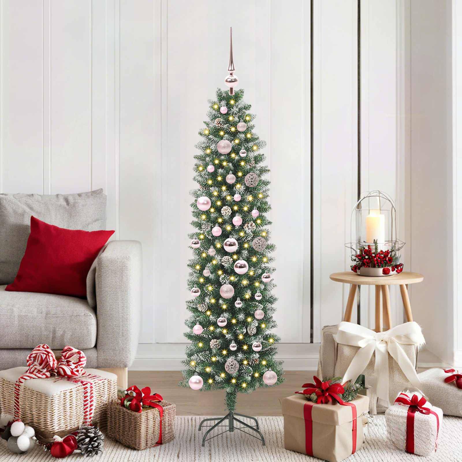 Vidaxl - Arbre de Noël artificiel slim Vert et blanc 150 cm vidaXL 3395283 - Image 1
