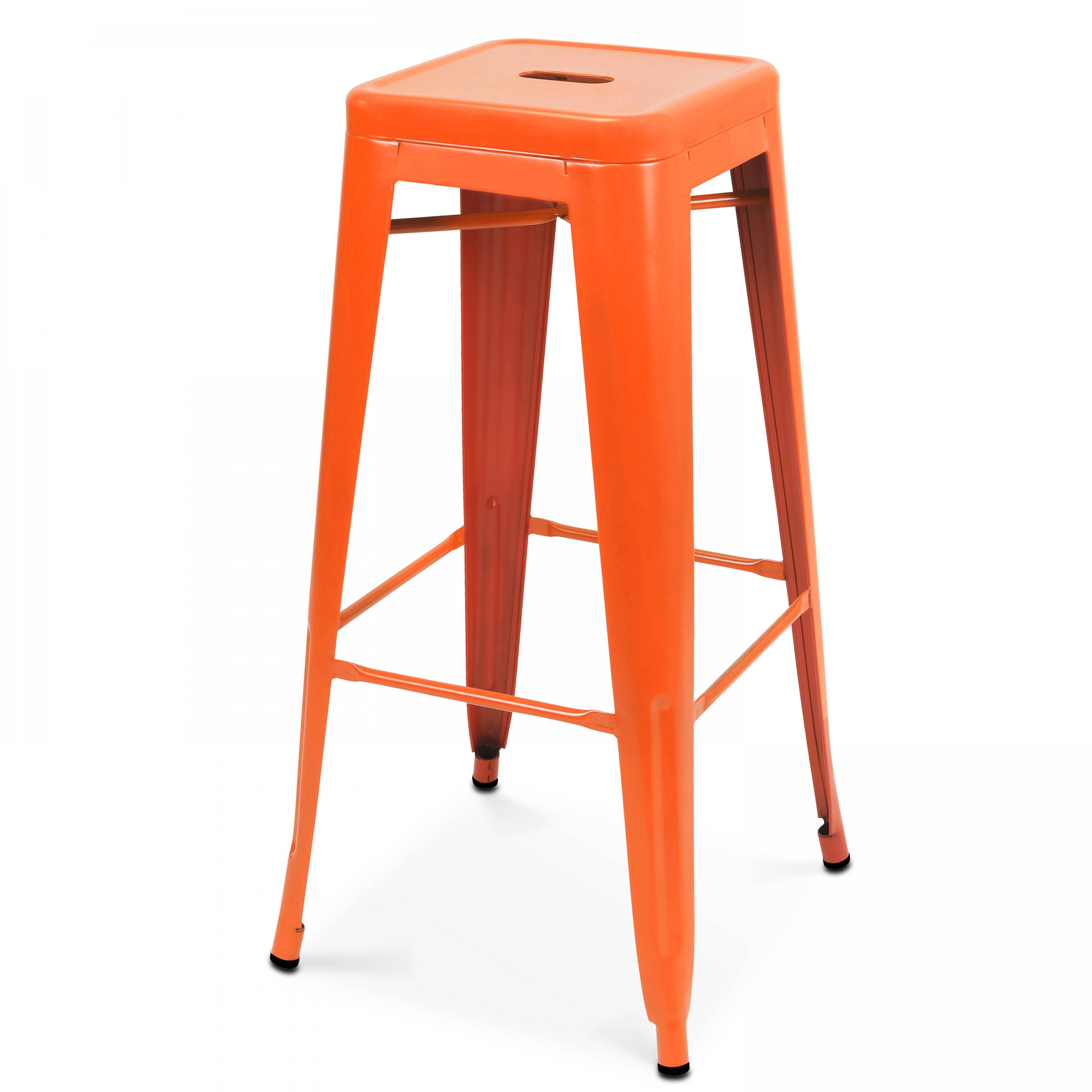 Oviala - Lot de 4 tabourets de bar en acier orange mat Indus - Oviala - Imagen 2