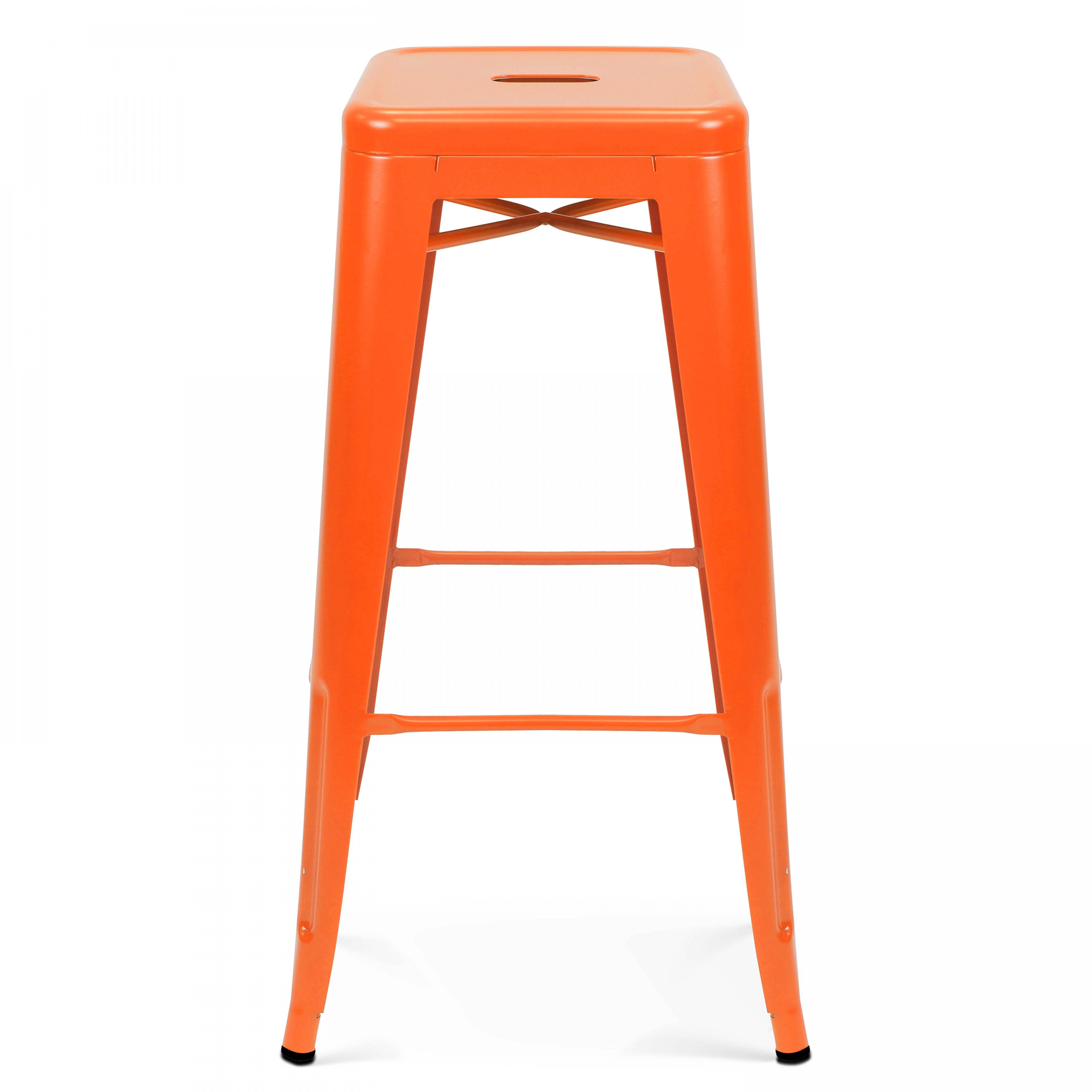 Oviala - Lot de 4 tabourets de bar en acier orange mat Indus - Oviala - Imagen 3
