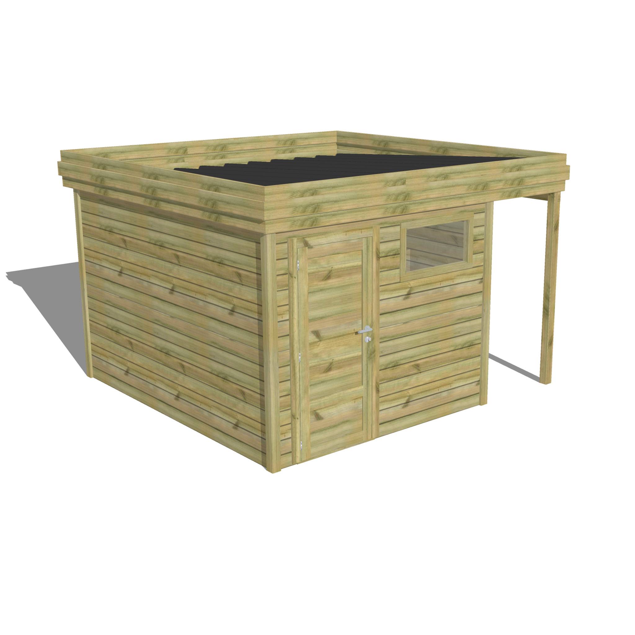 ABRI DE JARDIN bois  autoclave 27mm - 3,64x3,44m / 13m2 - Bac acier - Abri Français - Image 1
