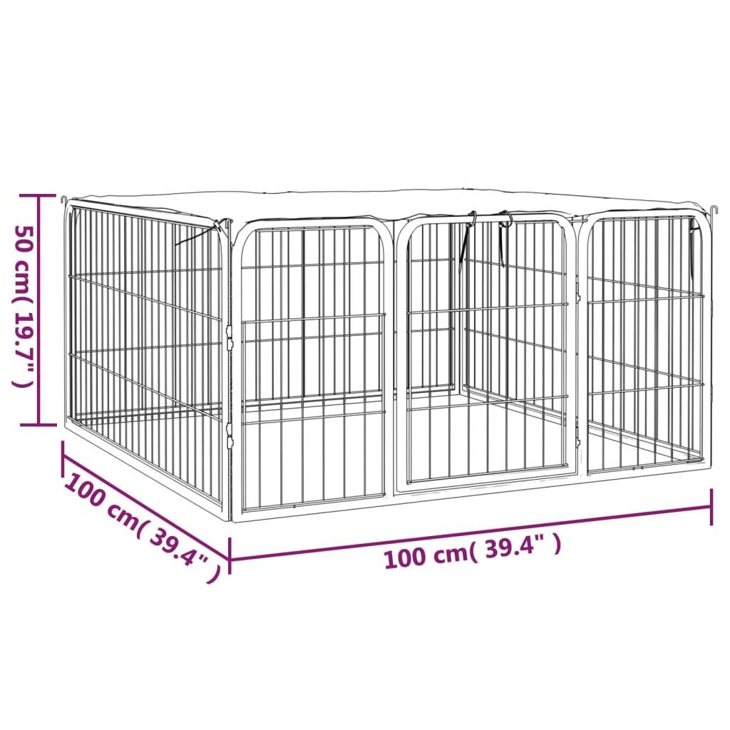 Vidaxl - Parc pour chien 4 panneaux Noir 100x50cm Acier enduit de poudre vidaXL 171795 - Imagen 3