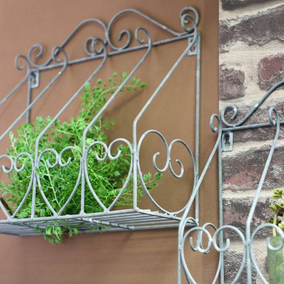 Set2 étagères murales à plantes jardin extérieur fer forgé gris 28-33cm Chemin de campagne - Image 3