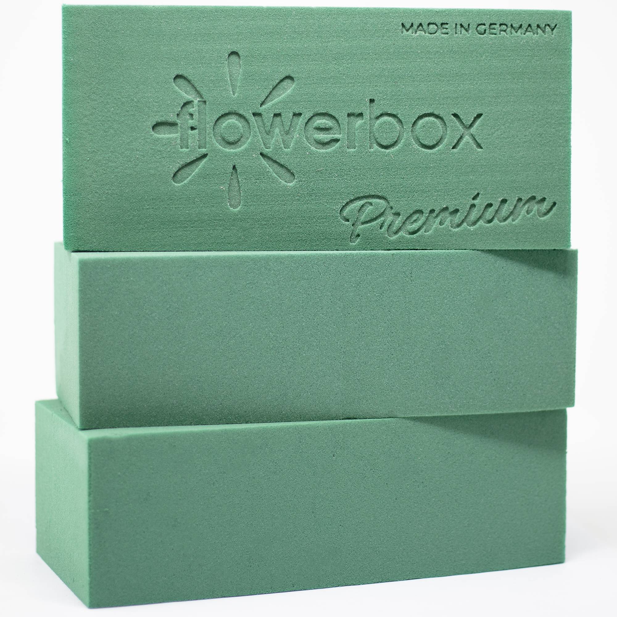 Flowerbox - 3x Original OASIS® Premium mousse florale pour une plus longue durée de vie des fleurs fraîches - 23 x 11 x 7,5 cm - mousse humide en forme de brique - Image 1