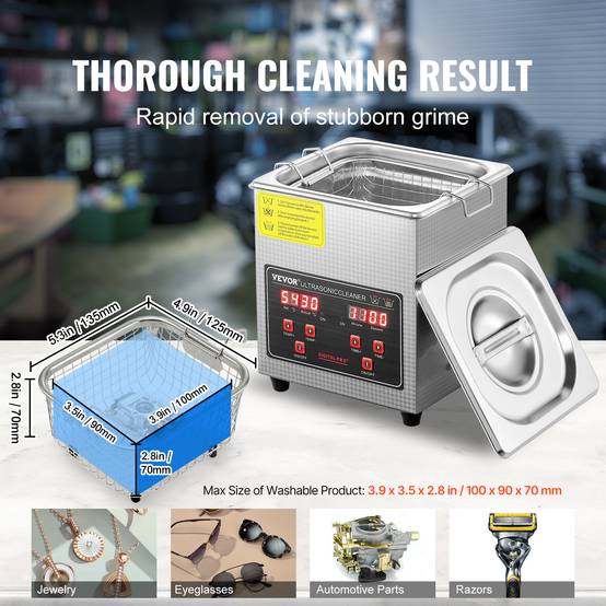 Vevor - VEVOR Nettoyeur ultrasons 2L inox numérique, chauffage, réglable temps/température, labo/pro. - Image 5