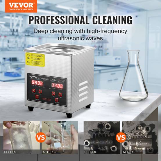 Vevor - VEVOR Nettoyeur ultrasons 2L inox numérique, chauffage, réglable temps/température, labo/pro. - Image 2
