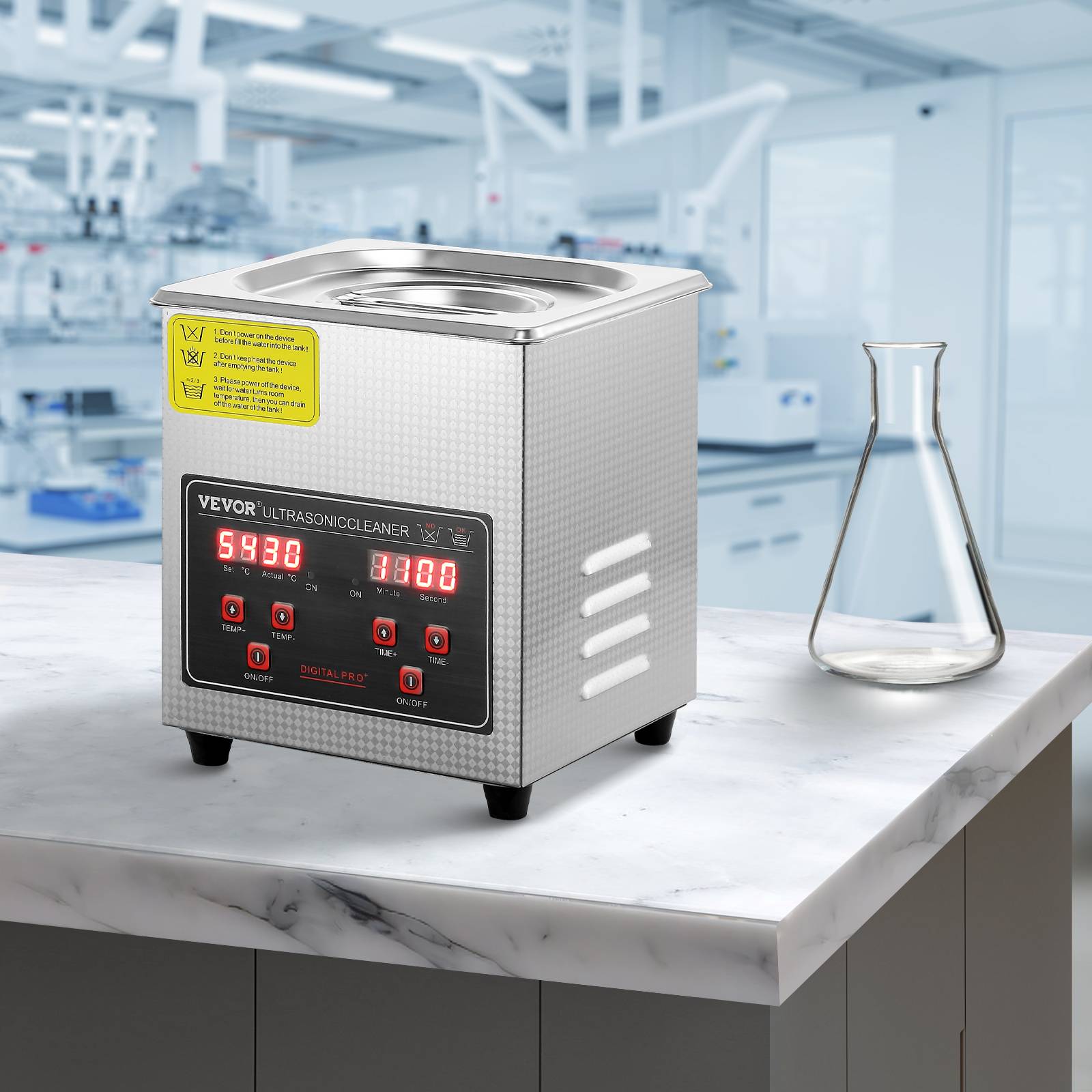Vevor - VEVOR Nettoyeur ultrasons 2L inox numérique, chauffage, réglable temps/température, labo/pro. - Image 8