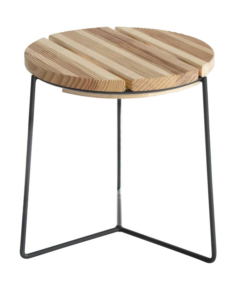 Louis Moulin - Soporte industrial bajo hierro redondo tablero madera - 40x37 cm - Acero epoxi Louis Moulin - Imagen 1