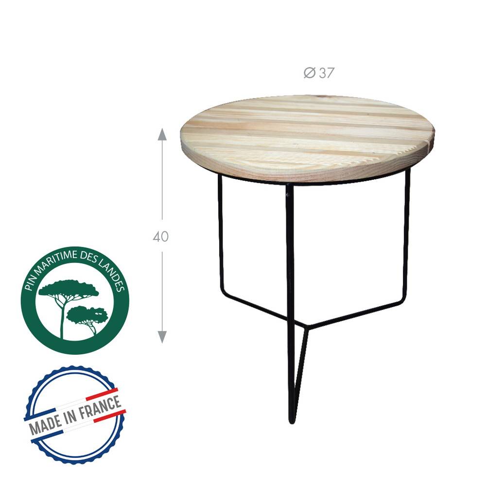 Louis Moulin - Soporte industrial bajo hierro redondo tablero madera - 40x37 cm - Acero epoxi Louis Moulin - Imagen 2
