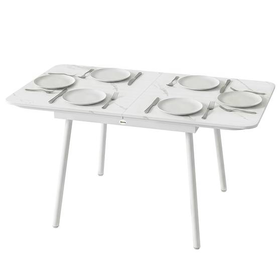 Table de jardin métal et WPC blanc 140 x 80 x 75 cm - PANGIVO - Image 2