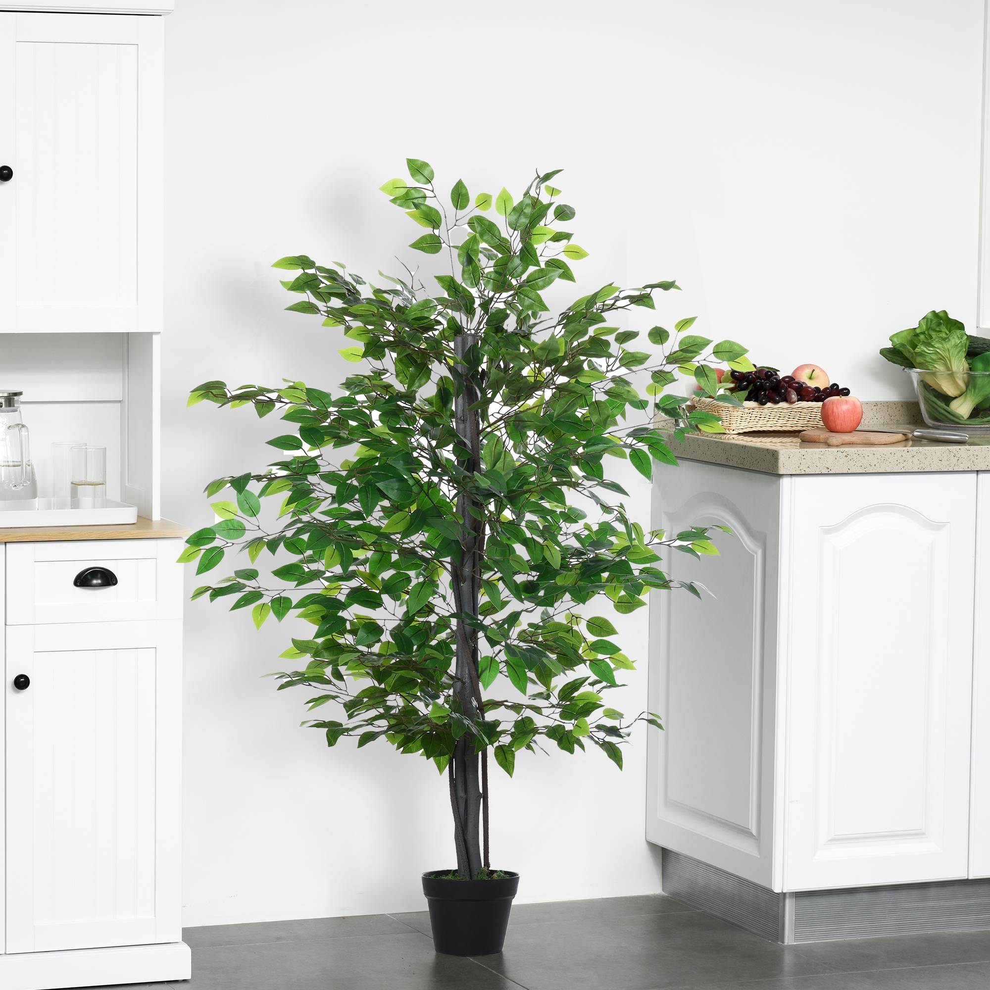 Ficus Banyan artificiel plastique intérieur extérieur aspect naturel 145cm vert - ComfortXL Outdoor Living - Image 5