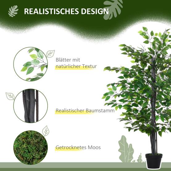 Ficus Banyan artificiel plastique intérieur extérieur aspect naturel 145cm vert - ComfortXL Outdoor Living - Image 6