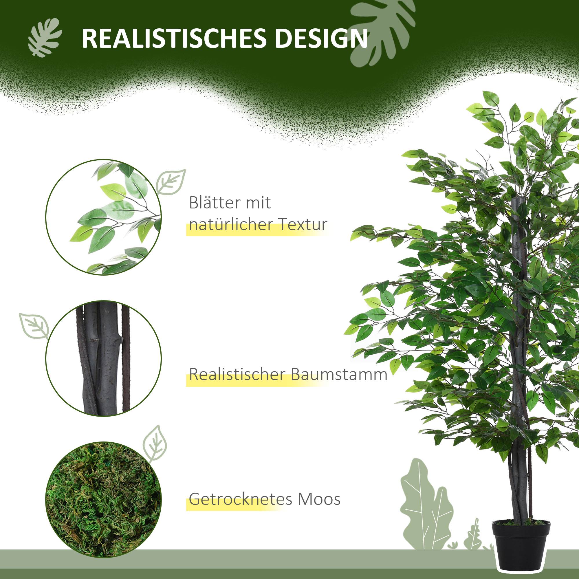 Ficus Banyan artificiel plastique intérieur extérieur aspect naturel 145cm vert - ComfortXL Outdoor Living - Image 6