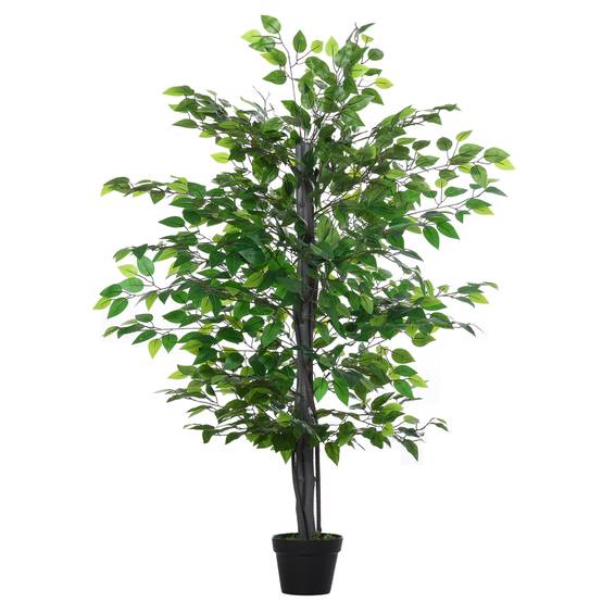 Ficus Banyan artificiel plastique intérieur extérieur aspect naturel 145cm vert - ComfortXL Outdoor Living - Image 1