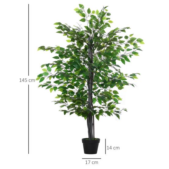 Ficus Banyan artificiel plastique intérieur extérieur aspect naturel 145cm vert - ComfortXL Outdoor Living - Image 4