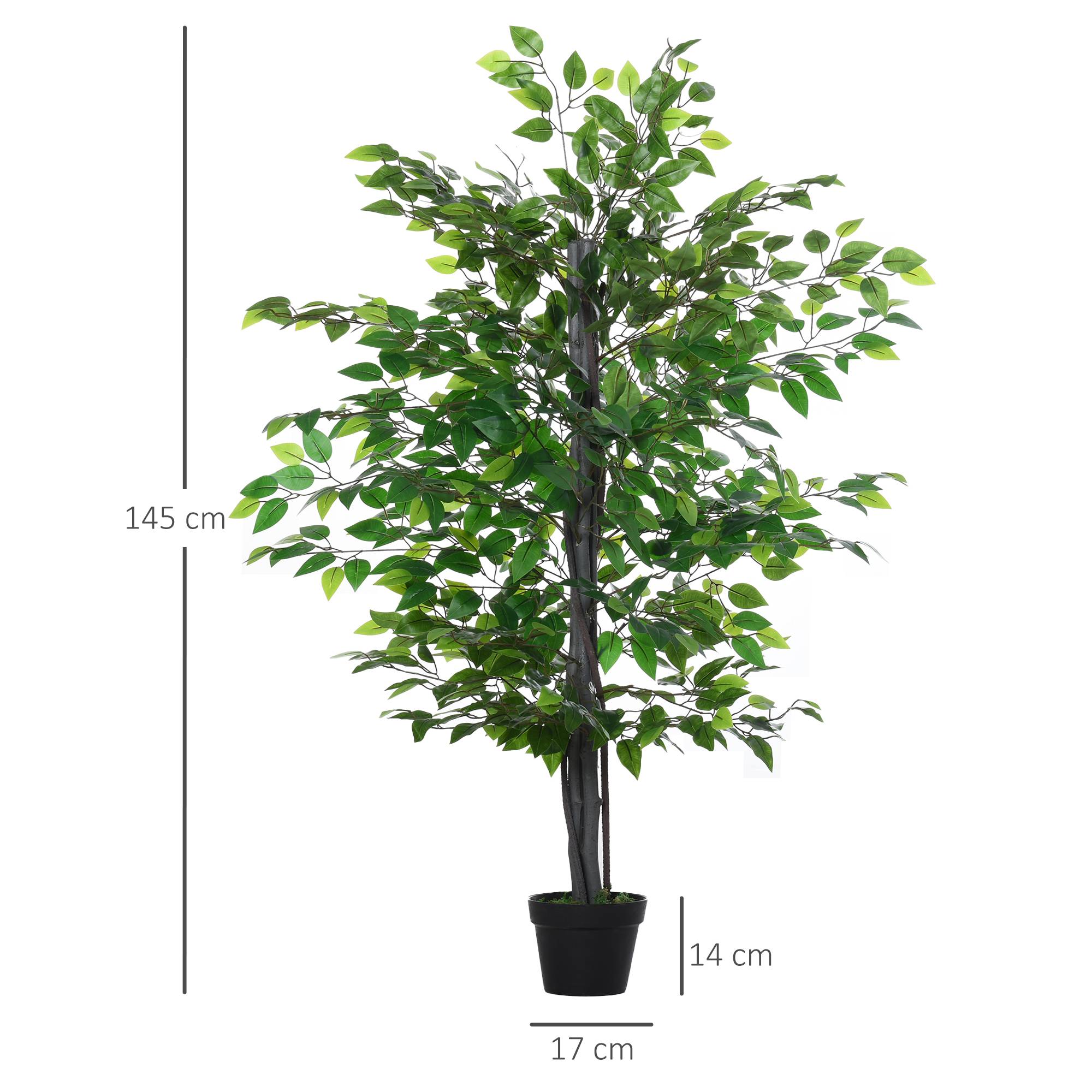 Ficus Banyan artificiel plastique intérieur extérieur aspect naturel 145cm vert - ComfortXL Outdoor Living - Image 4