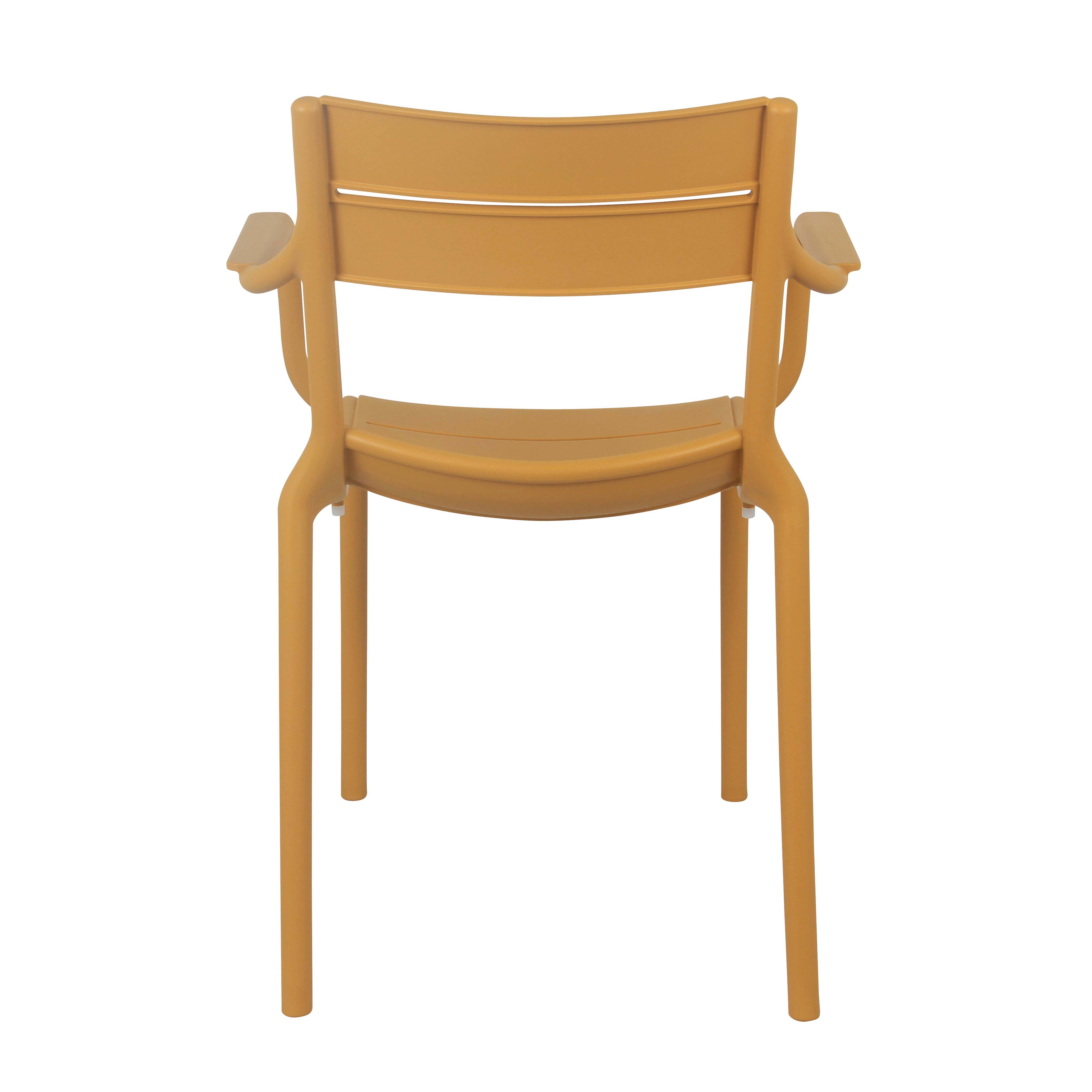 Oviala - Lot de 4 fauteuils de terrasse en plastique jaune moutarde Paname - Oviala - Imagen 6