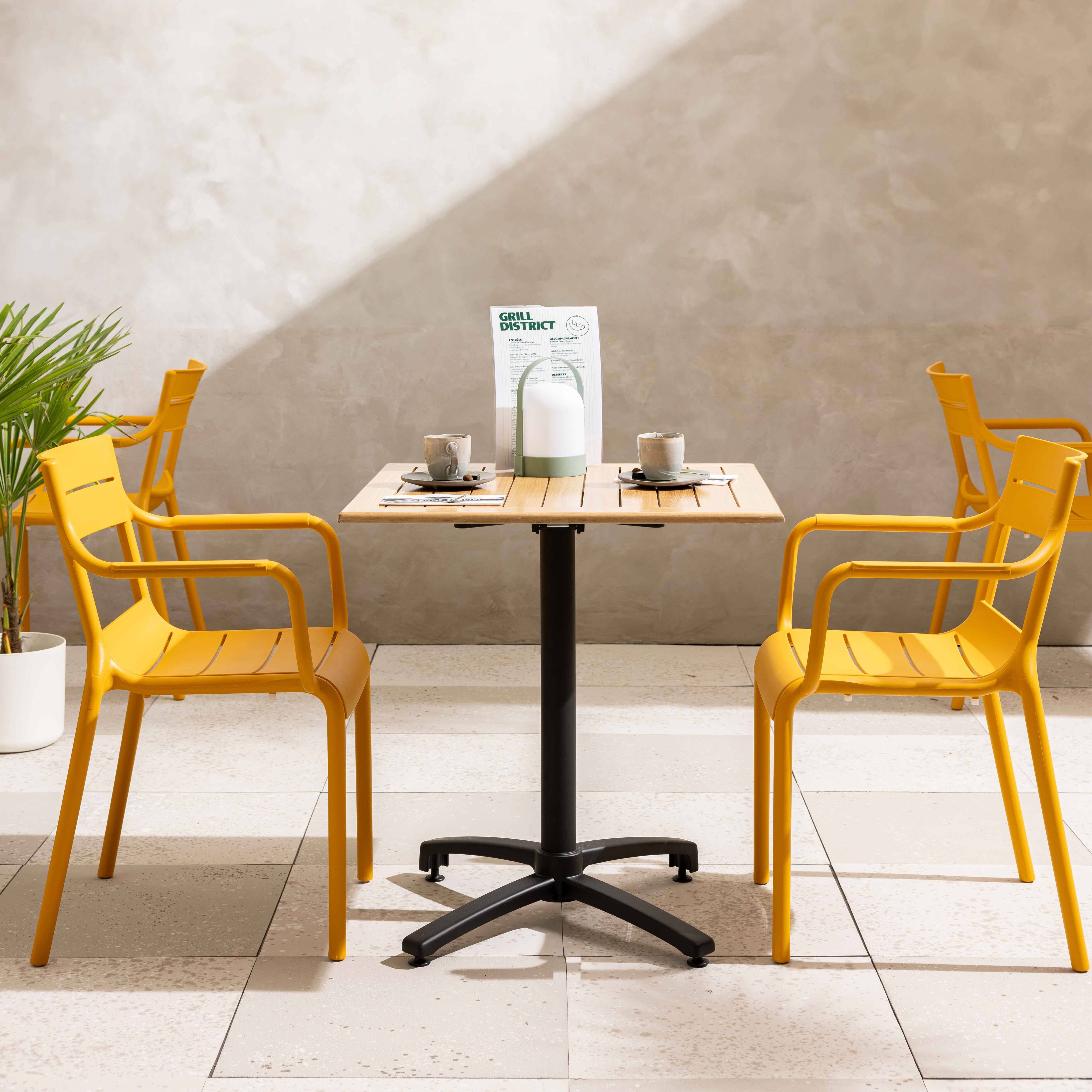 Oviala - Lot de 4 fauteuils de terrasse en plastique jaune moutarde Paname - Oviala - Imagen 2