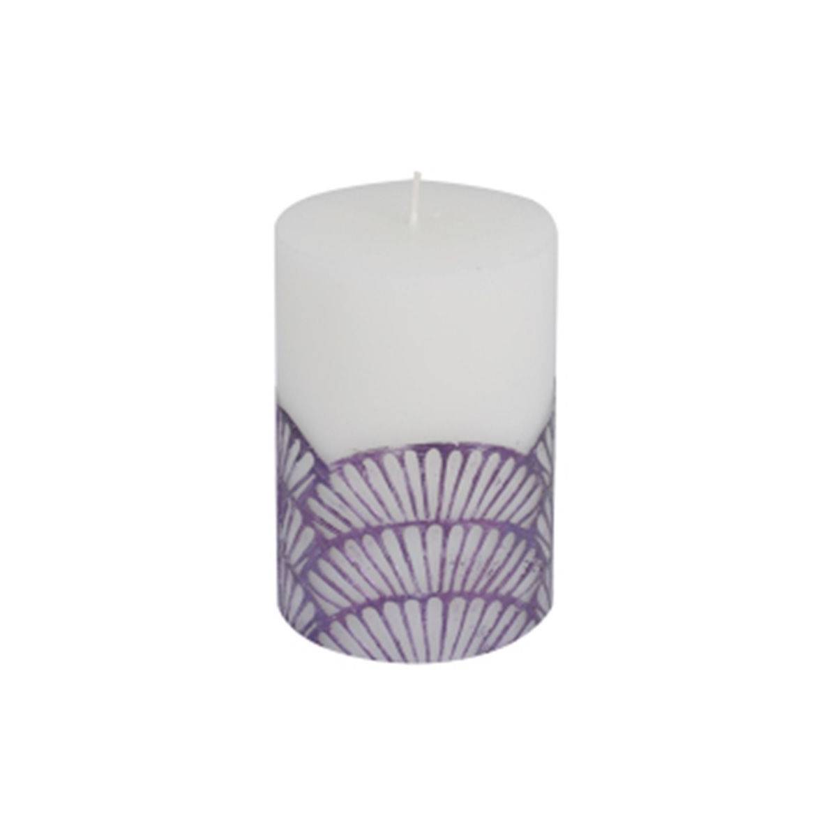 Bougie Pilier Déco "Mermaid" 10cm Violet & Blanc