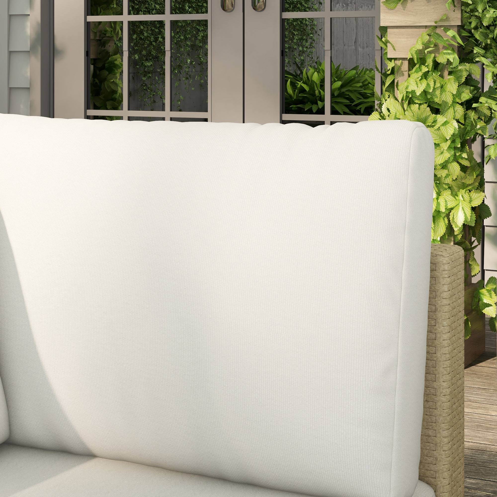 Outsunny - Ensemble salon de jardin d'angle 5 places design contemporain coussins déhoussables table basse acier époxy résine tressée beige - Outsunny - Imagen 5
