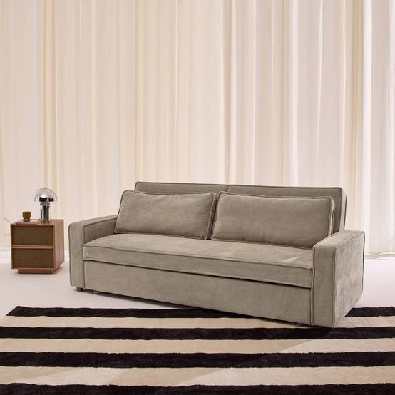 sweeek - Canapé convertible 3 places velours côtelé beige - Chill | sweeek - Image 3