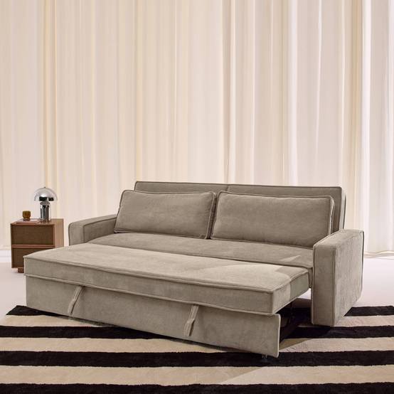 sweeek - Canapé convertible 3 places velours côtelé beige - Chill | sweeek - Image 6