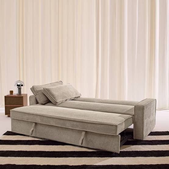sweeek - Canapé convertible 3 places velours côtelé beige - Chill | sweeek - Image 7