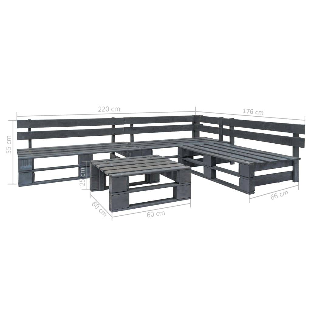 4 pcs Salon de jardin palette - Mobilier d'extérieur Bois Gris-JU7790 - Image 3