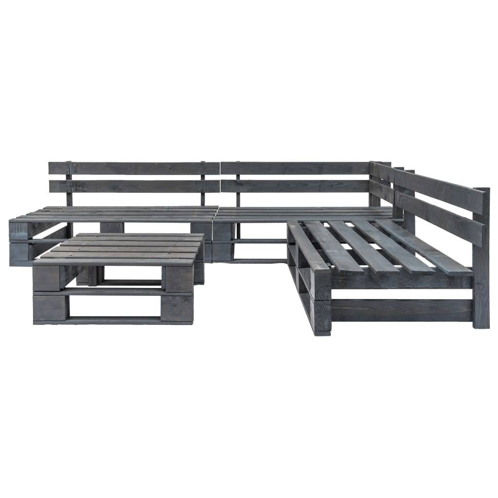 4 pcs Salon de jardin palette - Mobilier d'extérieur Bois Gris-JU7790 - Image 1