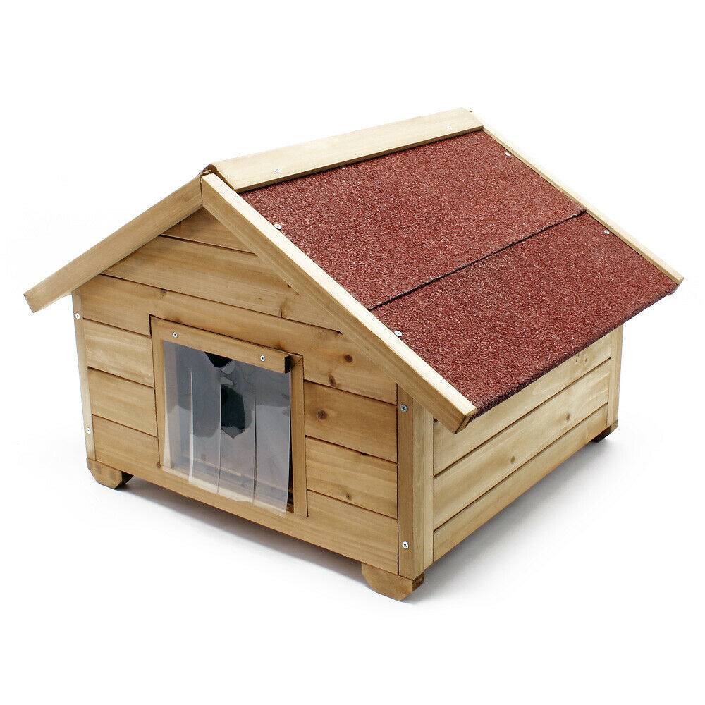 Helloshop26 - Niche chat avec isolation maisonnette d'extérieur chat robuste bois chat petite - Imagen 2