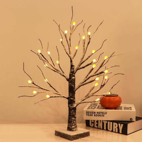 1pc Arbre de Noël LED 24 lumières, décoratif, neige artificielle, sur table, piles,intérieur et extérieur,ambiance festive et chaleureuse pour maison - Imagen 8