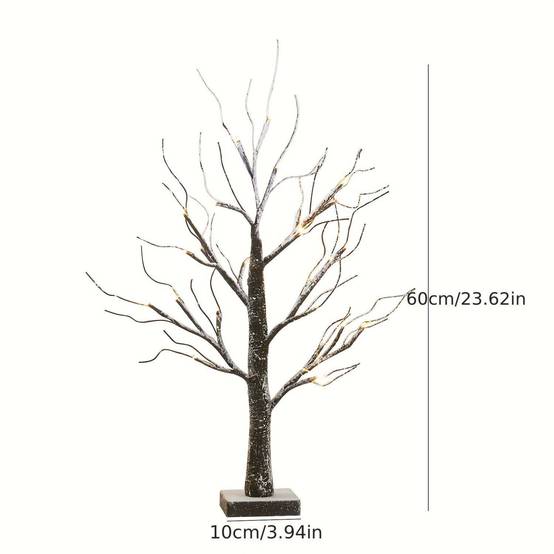 1pc Arbre de Noël LED 24 lumières, décoratif, neige artificielle, sur table, piles,intérieur et extérieur,ambiance festive et chaleureuse pour maison - Imagen 2