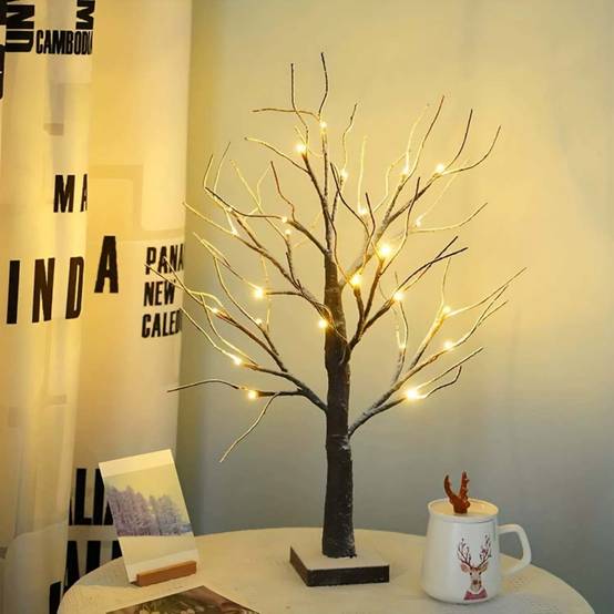 1pc Arbre de Noël LED 24 lumières, décoratif, neige artificielle, sur table, piles,intérieur et extérieur,ambiance festive et chaleureuse pour maison - Imagen 1