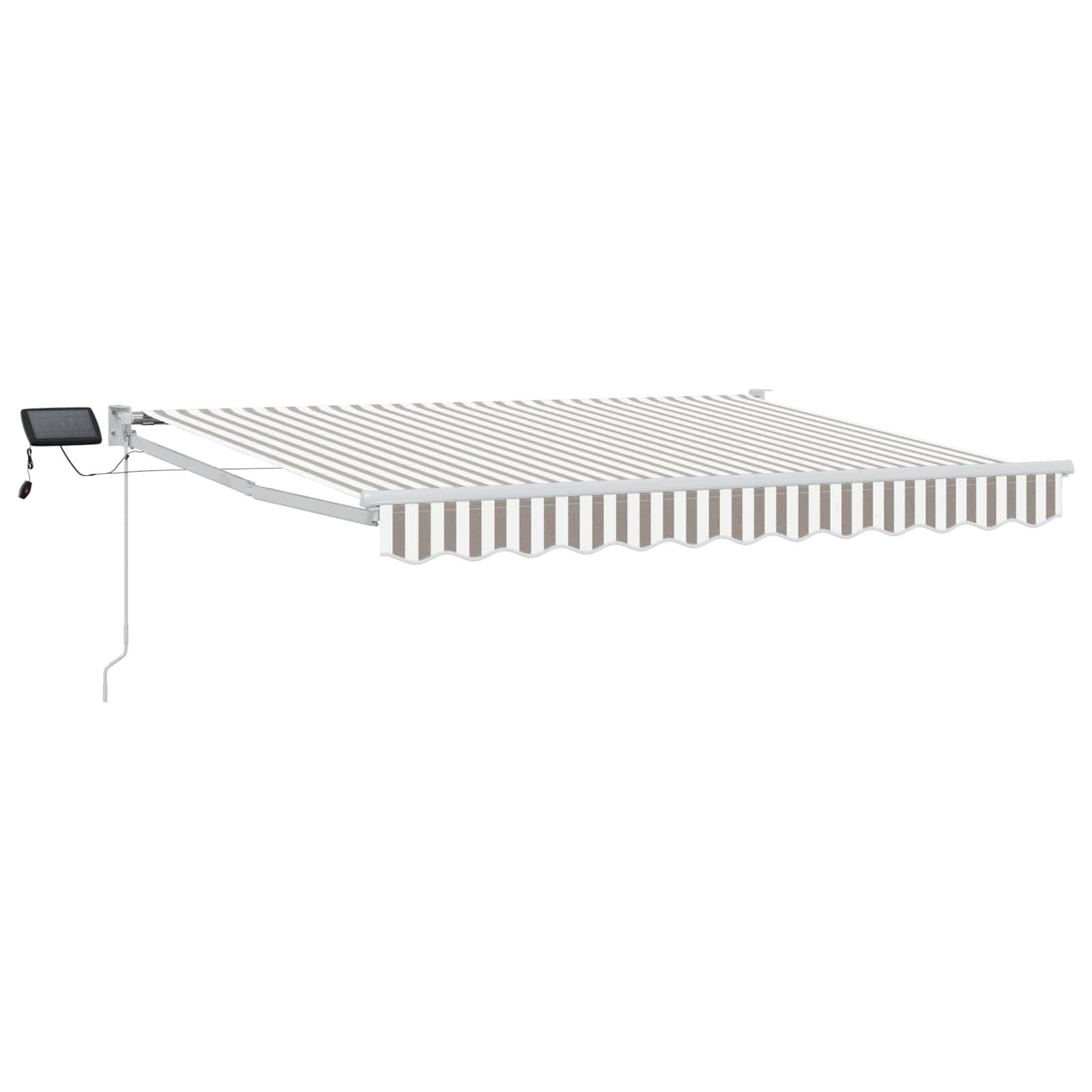 ComfortXL - Store banne manuel polyester aluminium jardin terrasse éclairage LED gris clair - ComfortXL Outdoor Living - Image 2