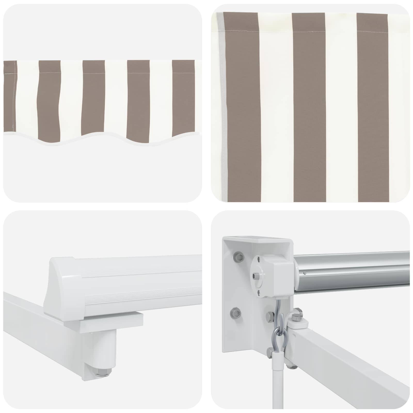 ComfortXL - Store banne manuel polyester aluminium jardin terrasse éclairage LED gris clair - ComfortXL Outdoor Living - Image 6