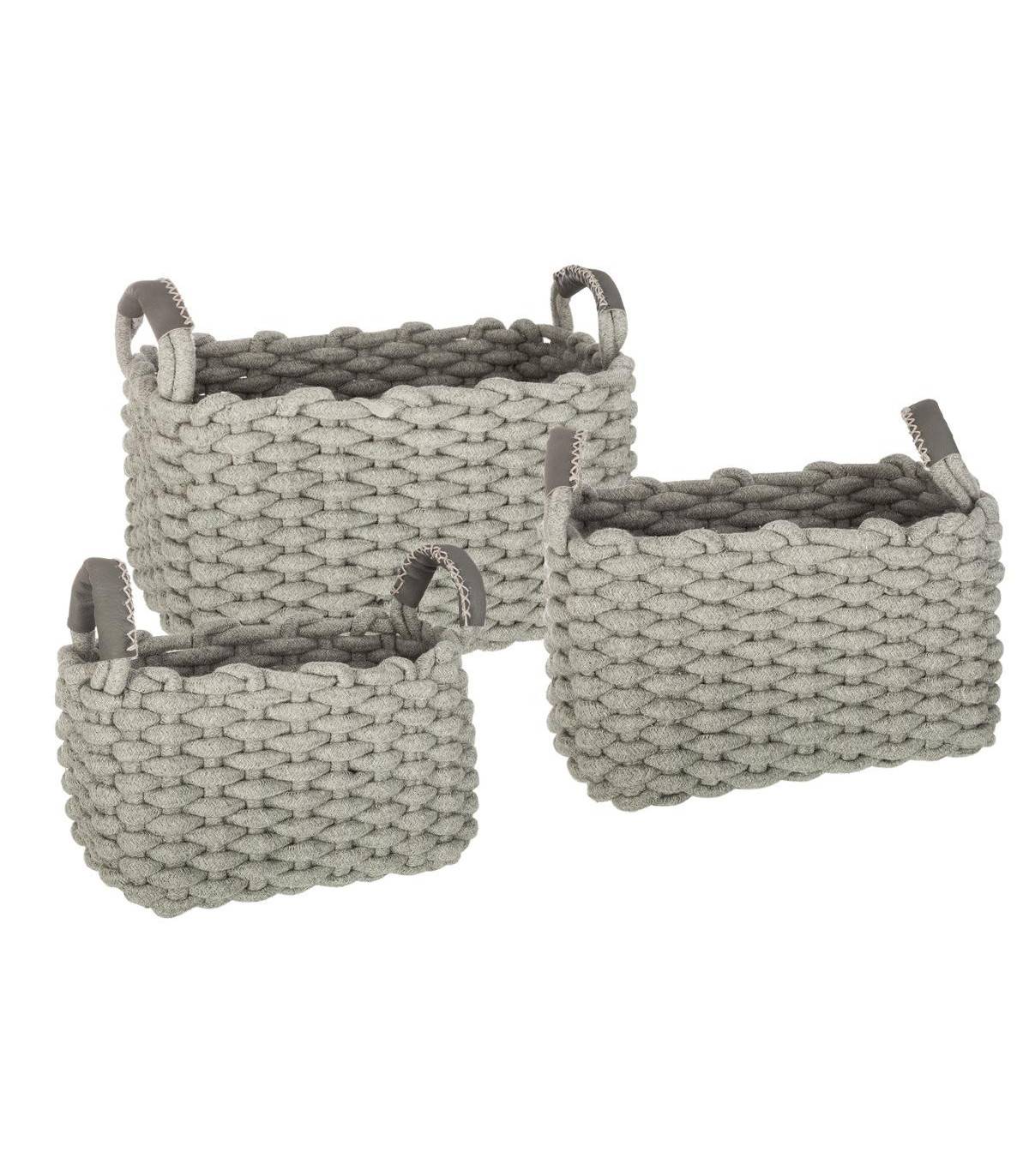 Set de 3 Paniers de rangement rectangle en Coton - Imagen 1
