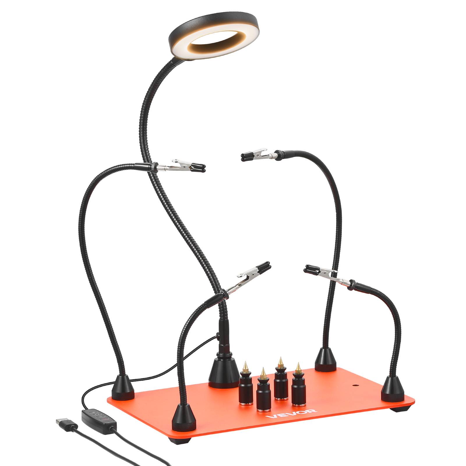 Vevor - VEVOR Troisième main soudure 4 bras, station magnétique avec loupe LED 3X, éclairage réglable, idéale pour réparations électroniques et bricolage. - Image 1