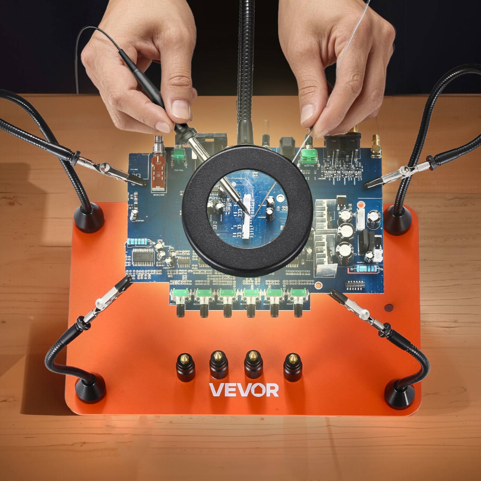 Vevor - VEVOR Troisième main soudure 4 bras, station magnétique avec loupe LED 3X, éclairage réglable, idéale pour réparations électroniques et bricolage. - Image 8