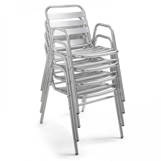 Oviala - Chaise de jardin empilable en aluminium gris clair Nothing Hill - Oviala - Image 4