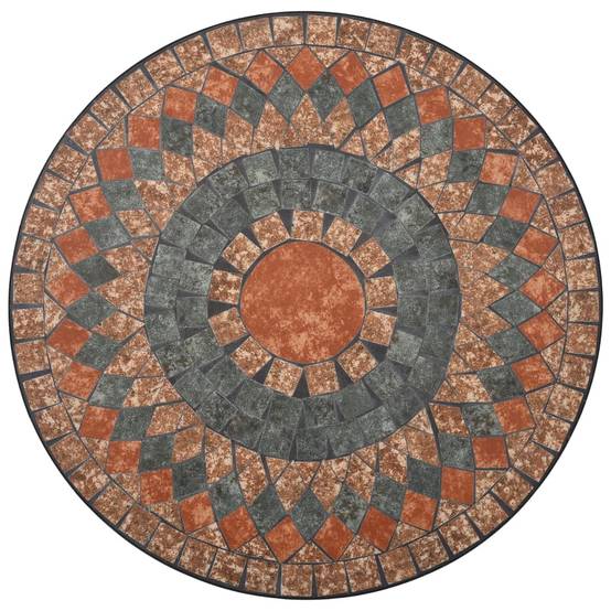 Ensemble de bistro 3 pcs | Mobilier d'extérieur mosaïque Carreau céramique Orange/Gris Maison Chic - Image 4