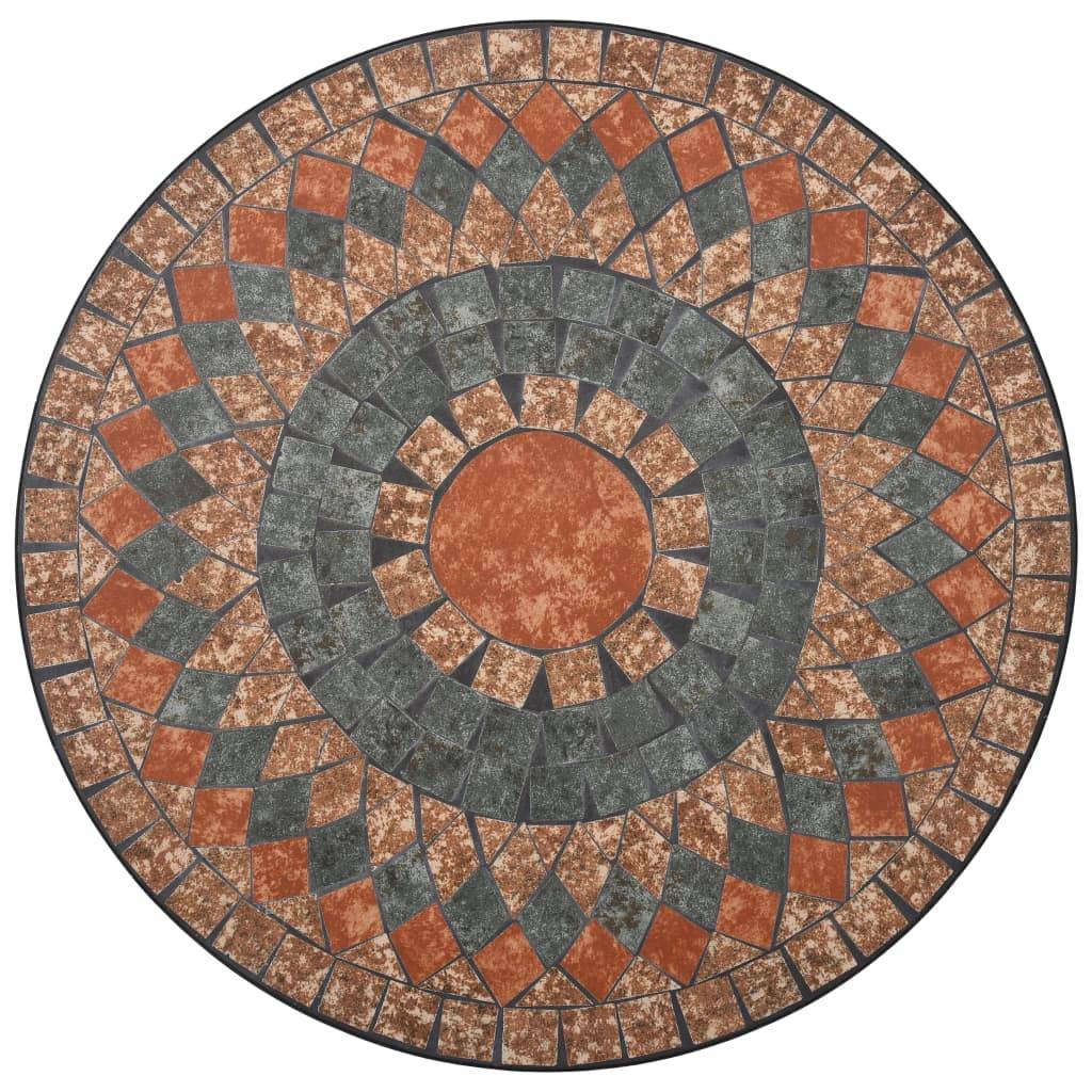 Ensemble de bistro 3 pcs | Mobilier d'extérieur mosaïque Carreau céramique Orange/Gris Maison Chic - Image 4